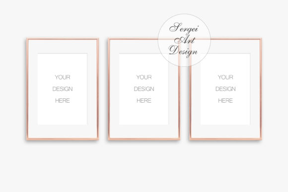 Download Set of 3 Rose Gold Frame Mockup - Frame mockup Collection