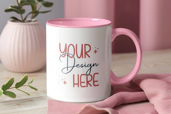 Download Coffee Mug Mockup, Pink Inner &amp; Handle - Coffee mug mockup Collection